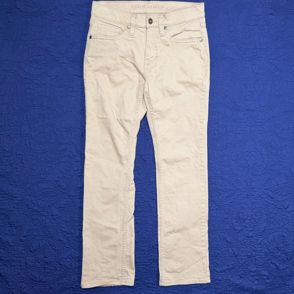 Cody James Mens Slim Straight Leg Khaki Pants Tan Stretch 34x33 Western